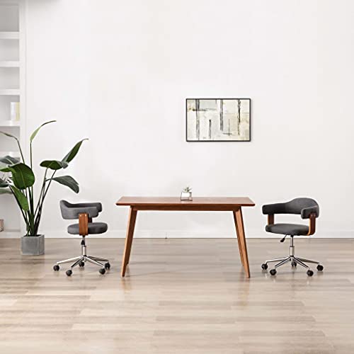 Qnhdfrt Esszimmerstühle 2er Set Drehbar Höhenverstellbar 55x50x(70-78) cm Graue Baumwoll-Polyester Polsterstühle mit Holz-Metall Gestell Modernes Design für Küche Esstisch Wohnzimmer von Qnhdfrt