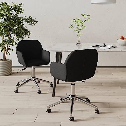 Qnhdfrt Esszimmerstühle 2er Set Drehbar Schwarz Stoff mit Armlehne Höhenverstellbar Modernes Design 54x60,5x73-80,5 cm Robuste Metallkonstruktion für Küche Esszimmer Wohnzimmer von Qnhdfrt