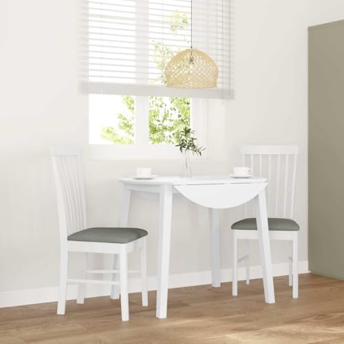 Qnhdfrt Esszimmerstühle 2er Set mit Kissen aus Massivholz Gummibaum - Bequeme und stabile Essstühle in Weiß und Grau für Esszimmer, Küche und Wohnzimmer von Qnhdfrt