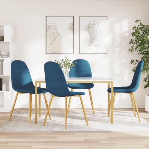 Qnhdfrt Esszimmerstühle 4 STK. Blau Samt mit verchromten Goldbeinen – Bequeme und stabile Küchenstühle für Esszimmer und Wohnzimmer Qnhdfrt Esszimmerstühle 4 STK. Blau Samt mit verchromten Goldbeinen – Bequeme und stabile Küchenstühle für Esszimmer und Wohnzimmer von Qnhdfrt