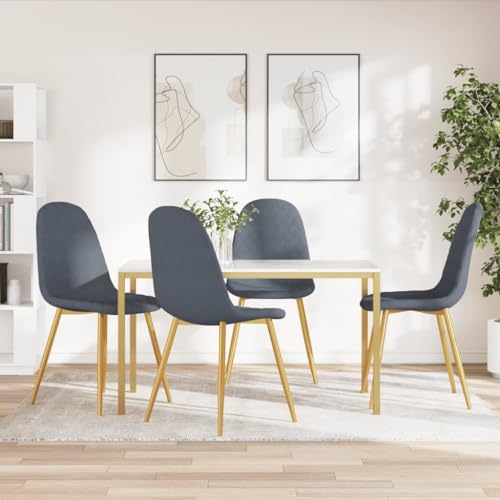 Qnhdfrt Esszimmerstühle 4 STK. Dunkelgrau Samt mit gepolstertem Sitz und verchromten Beinen für modernes Wohnzimmer oder Essbereich Qnhdfrt Esszimmerstühle 4 STK. Dunkelgrau Samt mit gepolstertem Sitz und verchromten Beinen für modernes Wohnzimmer oder Essbereich von Qnhdfrt