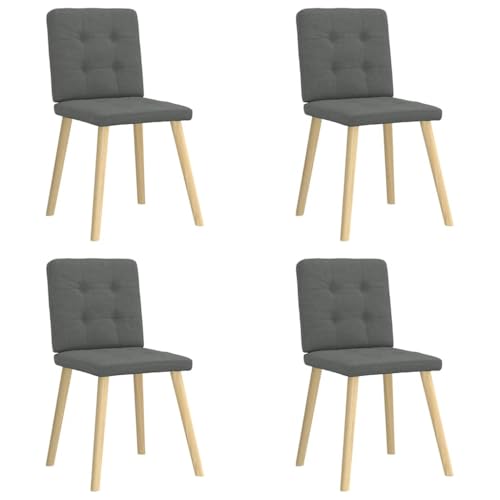 Qnhdfrt Esszimmerstühle 4 STK. Dunkelgrau Stoff - Moderne Esstischstühle mit Polsterung, Robustes Metall-Gestell & Bequeme Sitzfläche für Küche, Wohnzimmer von Qnhdfrt
