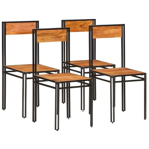 Qnhdfrt Esszimmerstühle 4 STK. Massivholz Akazie Braun Modernes Design - Stabile und langlebige Esszimmerstühle aus massivem Akazienholz mit Stahlgestell, kein Zusammenbau erforderlich Qnhdfrt Esszimmerstühle 4 STK. Massivholz Akazie Braun Modernes Design - Stabile und langlebige Esszimmerstühle aus massivem Akazienholz mit Stahlgestell, kein Zusammenbau erforderlich von Qnhdfrt
