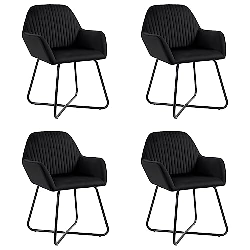 Qnhdfrt Esszimmerstühle 4 STK. Schwarz Samt - Moderne und gemütliche Stühle mit Stahlbeinen für Esszimmer und Wohnzimmer von Qnhdfrt