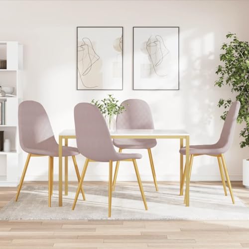 Qnhdfrt Esszimmerstühle 4 Stück Rosa Samt, Bequeme gepolsterte Sitzfläche mit Rückenlehne, Verchromte Goldbeine für Stabilität, Modernes Design für Esszimmer und Wohnzimmer Qnhdfrt Esszimmerstühle 4 Stück Rosa Samt, Bequeme gepolsterte Sitzfläche mit Rückenlehne, Verchromte Goldbeine für Stabilität, Modernes Design für Esszimmer und Wohnzimmer von Qnhdfrt