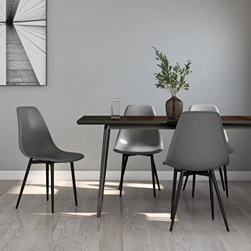Qnhdfrt Esszimmerstühle 4er Set Grau PP mit Metallbeinen - Moderne Küchenstühle & Esstischstühle, Ergonomische Rückenlehne, Leicht zu Reinigen, Robust und Stabil von Qnhdfrt