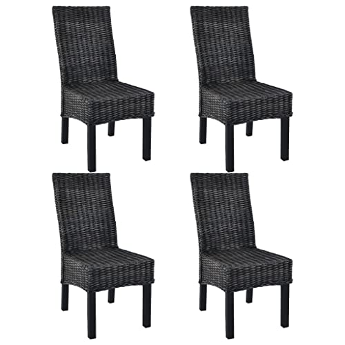 Qnhdfrt Esszimmerstühle 4er Set Schwarz Kubu Rattan Mangoholz 46x61x93 cm Handgeflochten Modernes Design Robust & Bequem für Esszimmer Küche Wohnzimmer Qnhdfrt Esszimmerstühle 4er Set Schwarz Kubu Rattan Mangoholz 46x61x93 cm Handgeflochten Modernes Design Robust & Bequem für Esszimmer Küche Wohnzimmer von Qnhdfrt