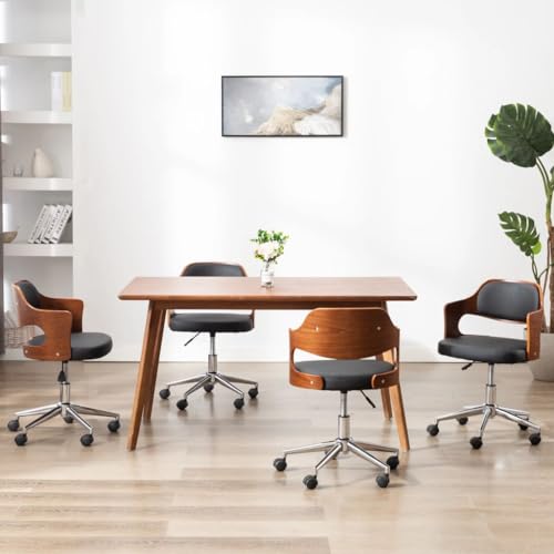 Qnhdfrt Esszimmerstühle 4er Set Schwarz Kunstleder Drehbar Höhenverstellbar 47,5x53x(68-76) cm Moderner Dining Chair mit Rollen für Küche Büro Wohnzimmer von Qnhdfrt