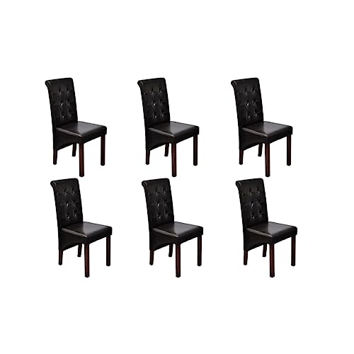 Qnhdfrt Esszimmerstühle 6 STK. Braun Kunstleder Antik-Design mit ergonomischer Sitzfläche und Massivholz-Beinen von Qnhdfrt