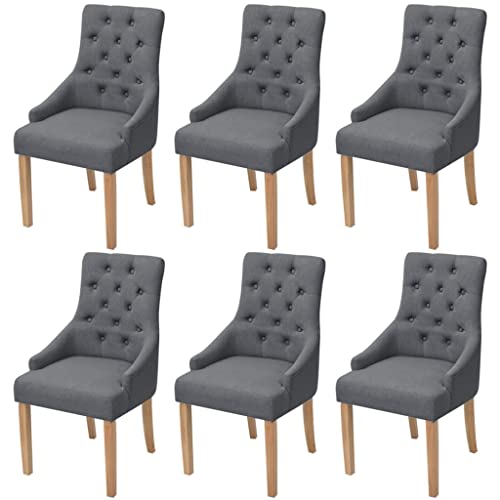 Qnhdfrt Esszimmerstühle 6 STK. Dunkelgrau mit Armlehnen – Luxuriöses Design, Eichenholzbeine & Polsterstoff Qnhdfrt Esszimmerstühle 6 STK. Dunkelgrau mit Armlehnen – Luxuriöses Design, Eichenholzbeine & Polsterstoff von Qnhdfrt