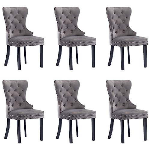 Qnhdfrt Esszimmerstühle 6 STK. Grau Samt - Bequeme Esszimmerstühle aus Massivholz mit Samtbezug und klassischem Design für Essbereich oder Küche von Qnhdfrt