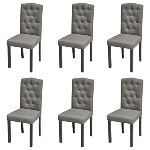 Qnhdfrt Esszimmerstühle 6 STK. Grau Stoff - Elegantes Design, Dicke Polsterung, Robustes Gummiholz-Gestell für Küche und Esszimmer von Qnhdfrt