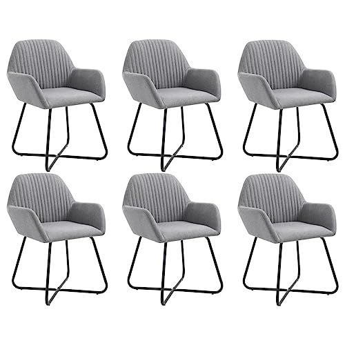 Qnhdfrt Esszimmerstühle 6 STK. Hellgrau Stoff Modernes Design mit Armlehnen und Rückenlehne - Robuste Stahlbeine - Bequemer Sitzkomfort für Esszimmer und Wohnzimmer Qnhdfrt Esszimmerstühle 6 STK. Hellgrau Stoff Modernes Design mit Armlehnen und Rückenlehne - Robuste Stahlbeine - Bequemer Sitzkomfort für Esszimmer und Wohnzimmer von Qnhdfrt