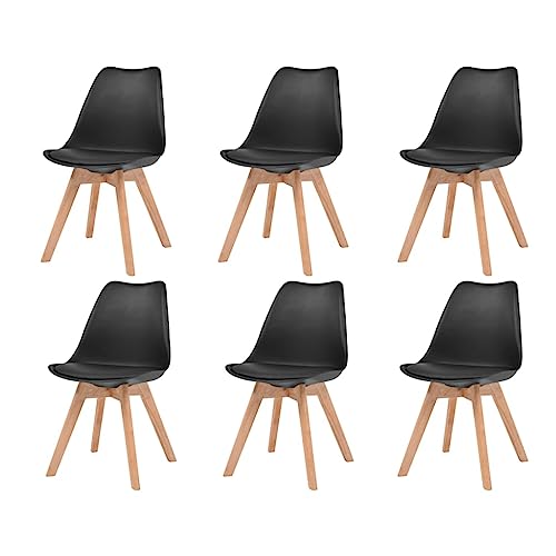 Qnhdfrt Esszimmerstühle 6 STK. Schwarz Kunststoff mit Kunstleder Polsterung, Modernes Design für Küche und Esszimmer, Robust und Langlebig aus Buchenholz von Qnhdfrt