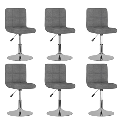 Qnhdfrt Esszimmerstühle 6er Set Drehbar Höhenverstellbar 40x43x71-85,5 cm Hellgrau Stoff Chromgestell Modernes Design Robust & Bequem für Esszimmer Küche Wohnzimmer von Qnhdfrt