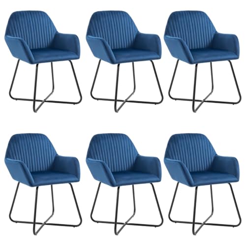 Qnhdfrt Esszimmerstühle Set aus 6 Samtstühlen mit Stahlbeinen Blau Modernes Design für Wohnzimmer und Essbereich Qnhdfrt Esszimmerstühle Set aus 6 Samtstühlen mit Stahlbeinen Blau Modernes Design für Wohnzimmer und Essbereich von Qnhdfrt