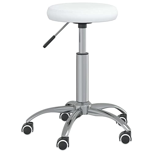 Qnhdfrt Esszimmerstuhl Weiß Kunstleder - Drehbarer Küchenstuhl mit Rollen und Gasdruckfeder, Höhenverstellbar, Modernes Design für Essbereich und Bar von Qnhdfrt