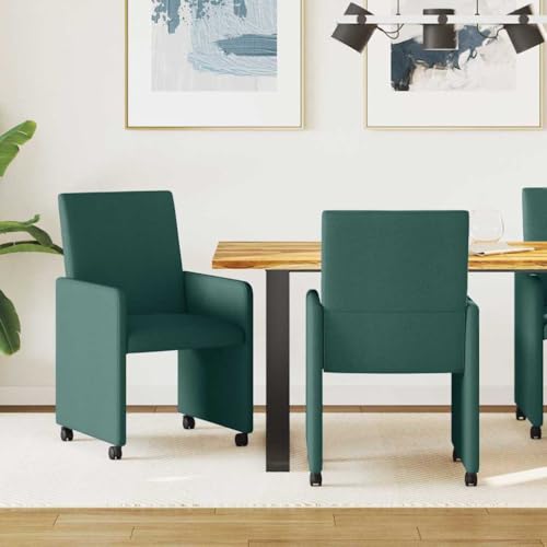 Qnhdfrt Esszimmerstuhl mit Rädern 2er Set Dunkelgrün 57 x 66 x 94 cm Stoff Robuste Holzstruktur Moderner Polsterstuhl für Küche Esszimmer Wohnzimmer von Qnhdfrt