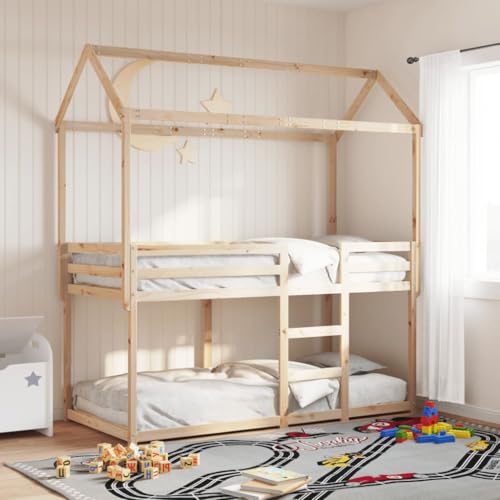 Qnhdfrt Etagenbett mit Dach 80x200 cm Massivholz Kiefer Jugendbett stabil platzsparend für Kinderzimmer mit begrenztem Platz Qnhdfrt Etagenbett mit Dach 80x200 cm Massivholz Kiefer Jugendbett stabil platzsparend für Kinderzimmer mit begrenztem Platz von Qnhdfrt