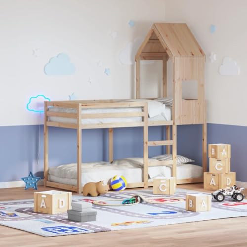 Qnhdfrt Etagenbett mit Dach Kiefer Massivholz 75x190 cm Sicherheitsleitplanke Platzsparendes Jugendbett für Kinderzimmer und Gästezimmer Qnhdfrt Etagenbett mit Dach Kiefer Massivholz 75x190 cm Sicherheitsleitplanke Platzsparendes Jugendbett für Kinderzimmer und Gästezimmer von Qnhdfrt