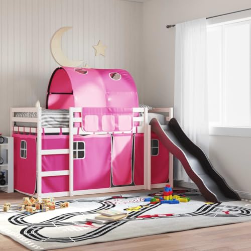 Qnhdfrt Etagenbett mit Rutsche und Vorhängen aus Massivholz Kiefer Weiß Anthrazit Rosa 80x200 cm für Kinderzimmer mit Platzsparendem Design Qnhdfrt Etagenbett mit Rutsche und Vorhängen aus Massivholz Kiefer Weiß Anthrazit Rosa 80x200 cm für Kinderzimmer mit Platzsparendem Design von Qnhdfrt