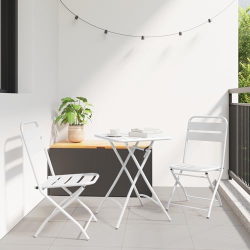 Qnhdfrt Faltbare Gartenstühle 2er Set Weiß Stahl Outdoor Klappstuhl für Balkon Terrasse Camping mit Pulverbeschichtung von Qnhdfrt