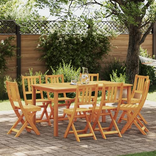 Qnhdfrt Faltbare Gartenstühle 8 Stück Massivholz Akazie Braun Outdoor für Garten Balkon Terrasse Camping mit robustem faltbarem Design und hoher Belastbarkeit von Qnhdfrt