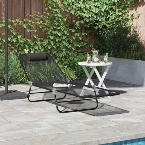 Qnhdfrt Faltbare Sonnenliege Schwarz Textilene Klappbar Modernes Design für Garten Balkon und Strand Qnhdfrt Faltbare Sonnenliege Schwarz Textilene Klappbar Modernes Design für Garten Balkon und Strand von Qnhdfrt