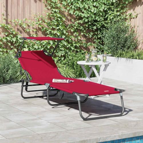 Qnhdfrt Faltbare Sonnenliege mit Verstellbarer Rückenlehne, Rot, UV-beständiger Oxford-Stoff, robuster Stahlrahmen für Garten, Balkon und Camping von Qnhdfrt