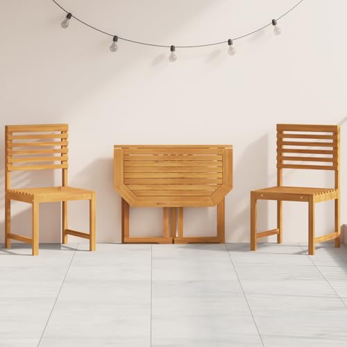 Qnhdfrt Faltbarer Bistrotisch aus Massivholz Akazie Braun Rechteckig 2-TLG. Set für Garten Balkon Terrasse mit Rustikalem Design und Platzsparender Funktion von Qnhdfrt
