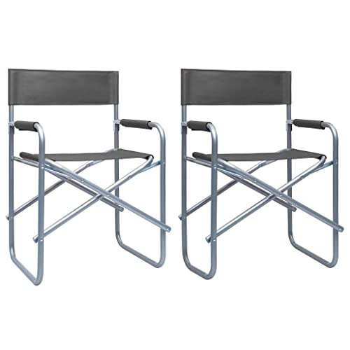 Qnhdfrt Faltbarer Campingstuhl Grau Aus Stahl Garten Strand Klappstuhl Mit Armlehnen 2er Set Robust Langlebig Für Outdoor Aktivitäten Bequem Sitzkomfort von Qnhdfrt