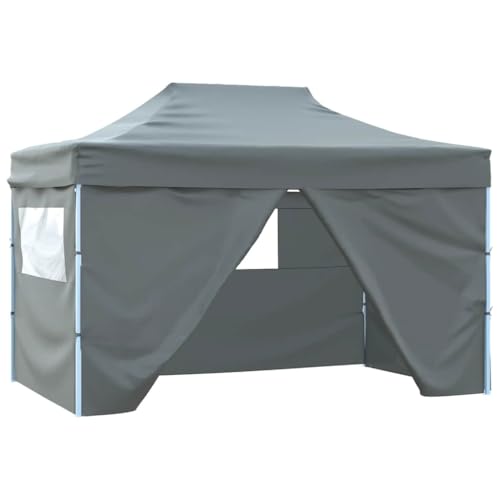 Qnhdfrt Faltzelt Pop Up Pavillon 3 x 4 5 m Anthrazit mit 4 Seitenwänden Wasserdicht und UV Beständig für Garten Party Camping und Outdoor Events von Qnhdfrt