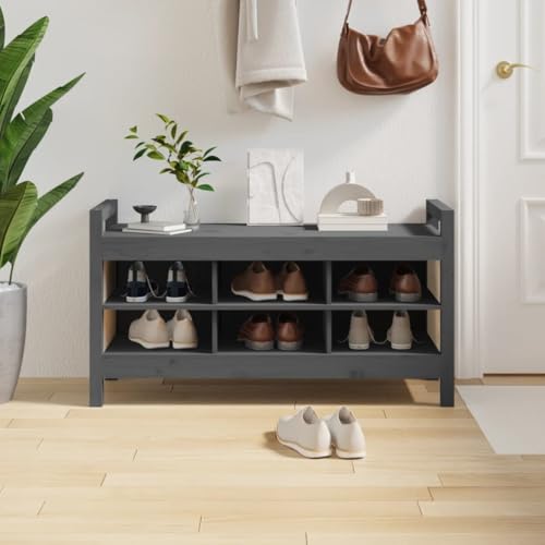 Qnhdfrt Flurbank Grau 110x40x60 cm Massivholz Kiefer mit 6 Fächern Stauraum Sitzbank für Flur Eingangsbereich und Wohnzimmer Rustikale Holzmöbel Qnhdfrt Flurbank Grau 110x40x60 cm Massivholz Kiefer mit 6 Fächern Stauraum Sitzbank für Flur Eingangsbereich und Wohnzimmer Rustikale Holzmöbel von Qnhdfrt