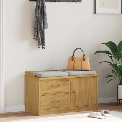 Qnhdfrt Flurbank SANDNES 87x40x50 cm aus massivem Kiefernholz mit Stauraum und Schubladen Rustikale Sitzbank für Flur Eingangsbereich und Wohnzimmer Qnhdfrt Flurbank SANDNES 87x40x50 cm aus massivem Kiefernholz mit Stauraum und Schubladen Rustikale Sitzbank für Flur Eingangsbereich und Wohnzimmer von Qnhdfrt