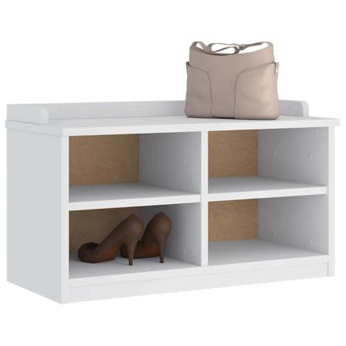 Qnhdfrt Flurbank SANDNES Weiß 87x40x50 cm Massivholz Kiefer mit Stauraum und UV-Lackierung Robuste Sitzbank für Flur Eingangsbereich und Wohnraum von Qnhdfrt