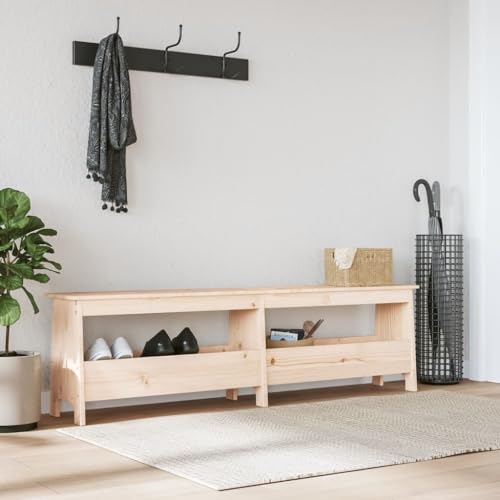 Qnhdfrt Flurbank aus massivem Kiefernholz 160x28x45 cm mit Stauraum Rustikale Sitzbank für Flur Eingangsbereich & Wohnzimmer von Qnhdfrt