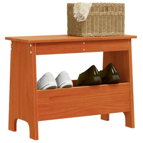 Qnhdfrt Flurbank aus massivem Kiefernholz 60x28x45 cm mit Stauraum Sitzbank für Flur Eingangsbereich und Wohnzimmer Rustikale Schuhbank mit Stabiler Oberseite von Qnhdfrt