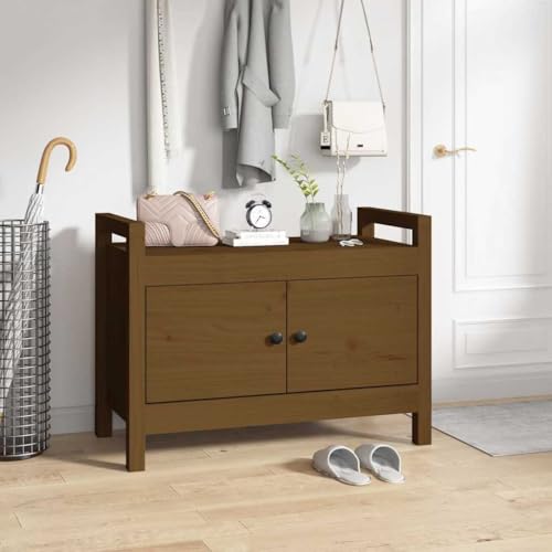 Qnhdfrt Flurbank aus massivem Kiefernholz Honigbraun 80x40x60 cm mit Stauraum Praktische Sitzbank für Flur Eingangsbereich und Wohnzimmer Qnhdfrt Flurbank aus massivem Kiefernholz Honigbraun 80x40x60 cm mit Stauraum Praktische Sitzbank für Flur Eingangsbereich und Wohnzimmer von Qnhdfrt