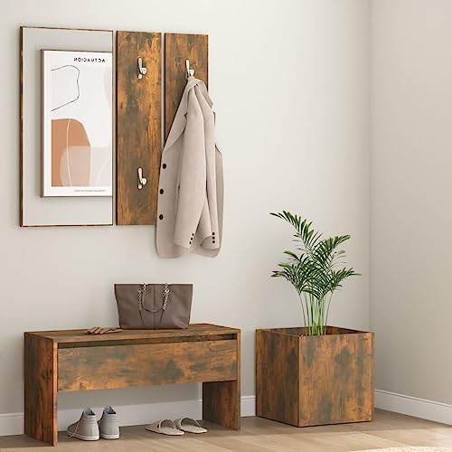 Qnhdfrt Flurmöbel Set Räuchereiche Holzwerkstoff mit Spiegel Garderobe & Pflanzkasten 80 cm Sitzbank Flur mit Stauraum für Schuhe & Deko Robustes Design für Wohnung Schlafzimmer Qnhdfrt Flurmöbel Set Räuchereiche Holzwerkstoff mit Spiegel Garderobe & Pflanzkasten 80 cm Sitzbank Flur mit Stauraum für Schuhe & Deko Robustes Design für Wohnung Schlafzimmer von Qnhdfrt