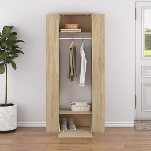 Qnhdfrt Flurschrank 2er Set Räuchereiche Holzwerkstoff Wandmontierbar Aufbewahrungsschrank mit Regalen und Kleiderstange 97.5x37x99cm Qnhdfrt Flurschrank 2er Set Räuchereiche Holzwerkstoff Wandmontierbar Aufbewahrungsschrank mit Regalen und Kleiderstange 97.5x37x99cm von Qnhdfrt