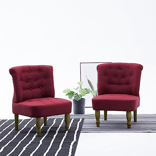 Qnhdfrt Französische Stühle 2er Set Weinrot Stoff Bezug mit Massivholz Beinen Elegantes Schlichtes Design für Wohnzimmer Schlafzimmer Schminktisch von Qnhdfrt