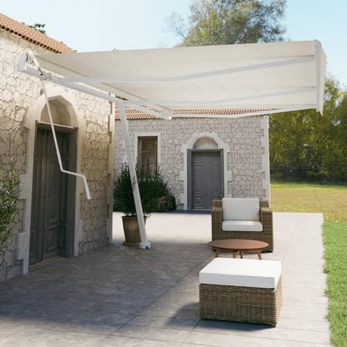 Qnhdfrt Freistehende Markisen Stützen Set Weiß Eisen 600x245 cm Drehbar 360 Grad für Stabilen Sonnenschutz auf Balkon Terrasse Garten von Qnhdfrt