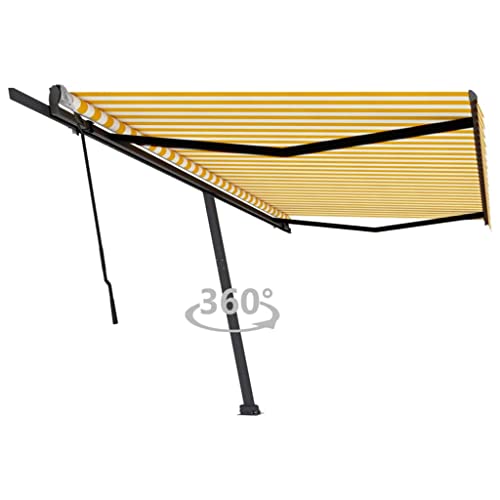 Qnhdfrt Freistehende Standmarkise Manuell Einziehbar 500x350 cm Gelb/Weiß Robuster Pulverbeschichteter Aluminiumrahmen Leicht UV-Reduzierend für Terrasse Balkon Garten Sonnenschutz Qnhdfrt Freistehende Standmarkise Manuell Einziehbar 500x350 cm Gelb/Weiß Robuster Pulverbeschichteter Aluminiumrahmen Leicht UV-Reduzierend für Terrasse Balkon Garten Sonnenschutz von Qnhdfrt