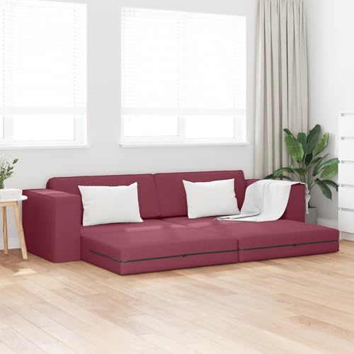 Qnhdfrt Futon-Sofa-Bett 2-in-1 Burgunderrot 245x150x60.5 cm Stoff Schlafsofa mit Umwandlungsfunktion für Wohnzimmer und Familienraum Modernes Design Robust und Langlebig von Qnhdfrt