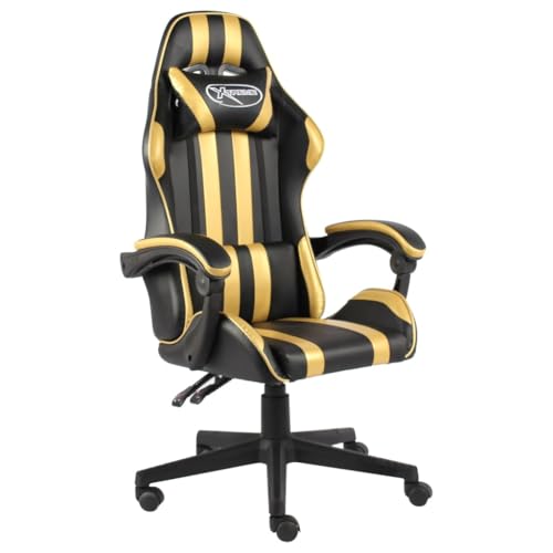 Qnhdfrt Gaming-Stuhl Schwarz Gold Hochwertiger Bürostuhl mit Lendenkissen 360 Grad Drehbar und Höhenverstellbar Kunstleder für Home Office und Gaming Bereich Qnhdfrt Gaming-Stuhl Schwarz Gold Hochwertiger Bürostuhl mit Lendenkissen 360 Grad Drehbar und Höhenverstellbar Kunstleder für Home Office und Gaming Bereich von Qnhdfrt