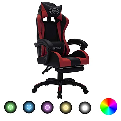 Qnhdfrt Gaming Stuhl mit RGB LED Beleuchtung Höhenverstellbarer Bürostuhl aus Kunstleder mit Fußstütze und Kopfkissen Weinrot Schwarz für Home Office und Gaming Qnhdfrt Gaming Stuhl mit RGB LED Beleuchtung Höhenverstellbarer Bürostuhl aus Kunstleder mit Fußstütze und Kopfkissen Weinrot Schwarz für Home Office und Gaming von Qnhdfrt