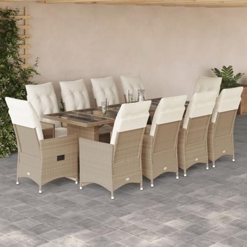 Qnhdfrt Garten Bistro Set 11 teilig Beige PE Rattan mit Kissen Verstellbare Relaxsessel und Tisch für Terrasse Balkon Garten Qnhdfrt Garten Bistro Set 11 teilig Beige PE Rattan mit Kissen Verstellbare Relaxsessel und Tisch für Terrasse Balkon Garten von Qnhdfrt