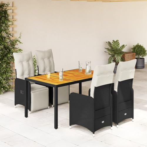 Qnhdfrt Garten Bistro Set 5 teilig Schwarz PE Rattan mit Kissen Verstellbare Liegestühle und Akazienholz Tisch für Balkon Terrasse Garten Qnhdfrt Garten Bistro Set 5 teilig Schwarz PE Rattan mit Kissen Verstellbare Liegestühle und Akazienholz Tisch für Balkon Terrasse Garten von Qnhdfrt