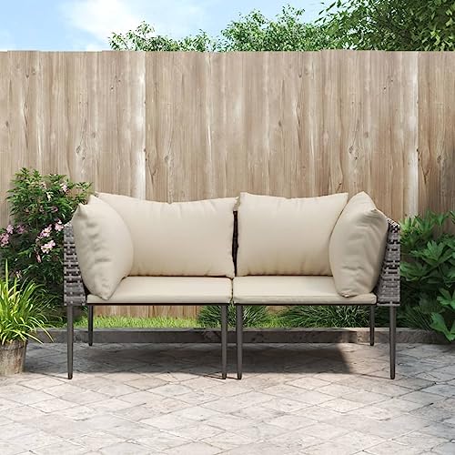 Qnhdfrt Garten-Ecksofa 2er Set Grau PE-Rattan mit Kissen, Wetterbeständige Outdoor-Lounge für Balkon und Garten, Modernes Design & Hoher Komfort Qnhdfrt Garten-Ecksofa 2er Set Grau PE-Rattan mit Kissen, Wetterbeständige Outdoor-Lounge für Balkon und Garten, Modernes Design & Hoher Komfort von Qnhdfrt