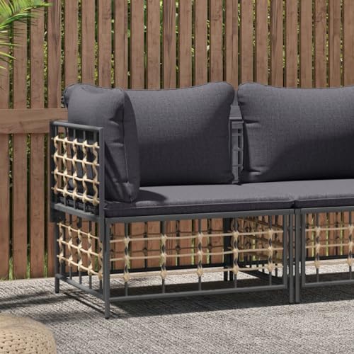 Qnhdfrt Garten-Ecksofa Outdoor Anthrazit Modernes Design PE-Rattan Wetterfest Bequeme Polsterung Modulares Design für Garten Balkon und Terrasse von Qnhdfrt
